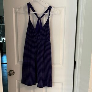 Purple and Black Striped Sleeveless Dress